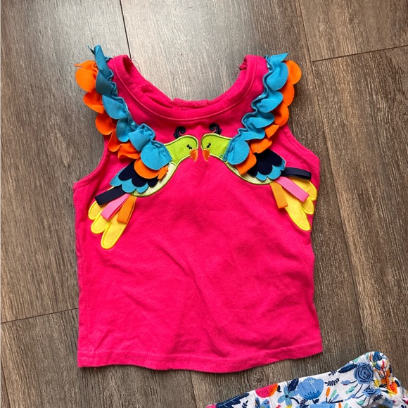 Rare Editions Exotic Bird Ruffle Top and Matching Shorts outfit 3T - Picture 2 of 5